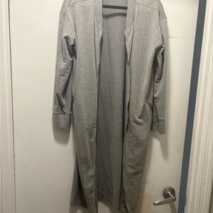 Gray Long Open Cardigan